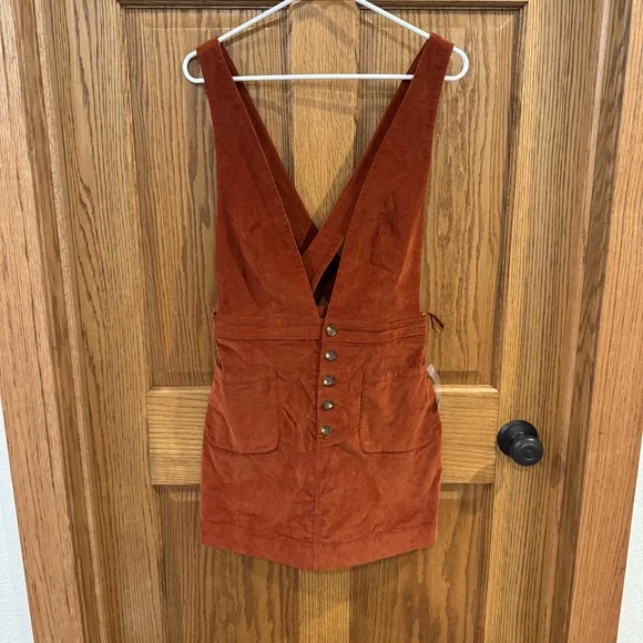 Free People Corduroy Old School Love Corduroy Jumper Skirt Dress. Size 8 - Picture 3 of 12
